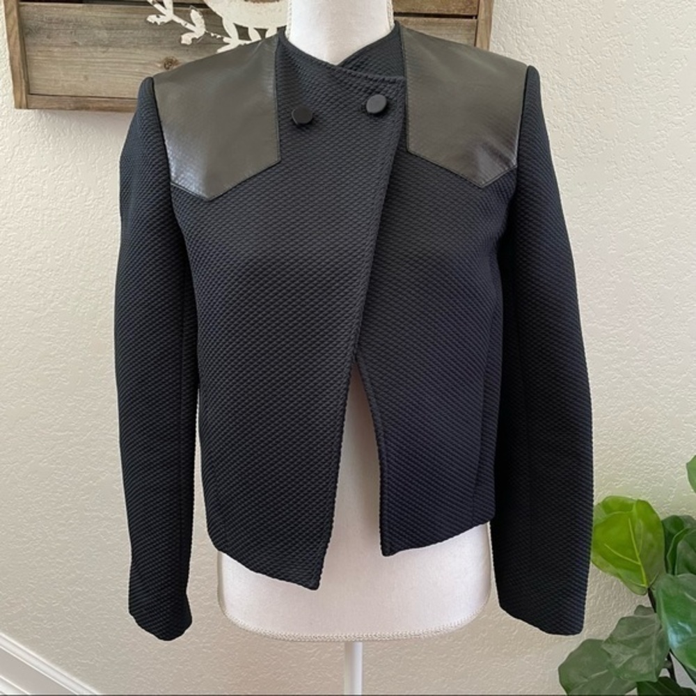 Jenni Kayne black leather detail blazer jacket size XS
